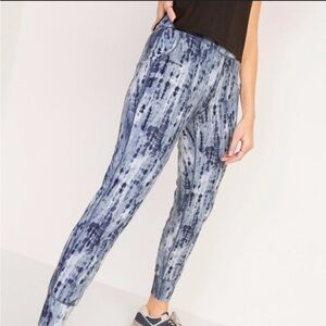Old Navy PowerSoft Joggers‎ Womens Large Tall Compression Wicking Blue Print